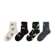 Leaf design cotton Leisure  funny woman   custom wholesale unisex  happy socks